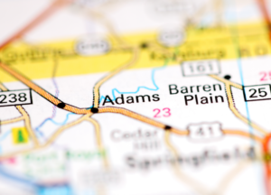 Adams on map
